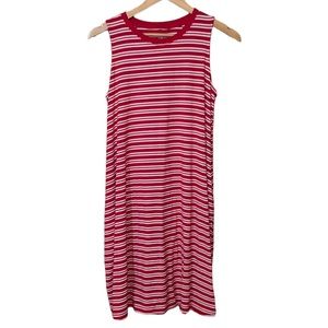 •TIME & TRU•RED/WHITE STRIPED TANK TOP T-SHIRT DRESS SIZE MEDIUM (8-10) EUC